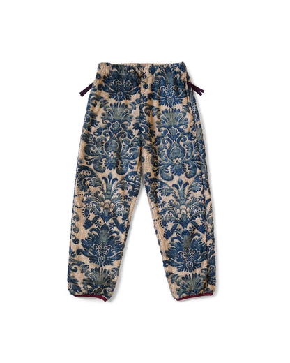 Japanese ethnic style flowers blue dyed warm rocker fleece elastic trousers – Japanese vintage | yamalin clothes | Yamalinclothes