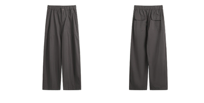 Cotton Work Pants – Elastic Waist & Wide Straight Leg | Yamalinclothes