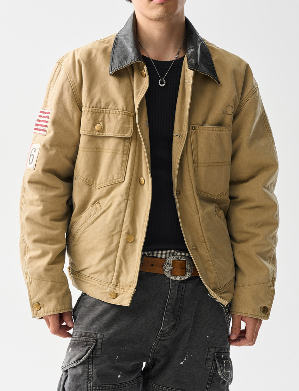 Washed Cotton Workwear Jacket – Sherpa Lined – Coats Jackets | japanese streetwear | vintage workwear | unisex | Yamalinclothes