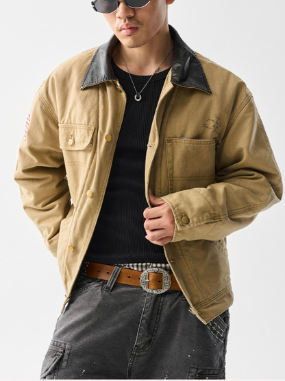 Washed Cotton Workwear Jacket – Sherpa Lined – Coats Jackets | japanese streetwear | vintage workwear | unisex | Yamalinclothes