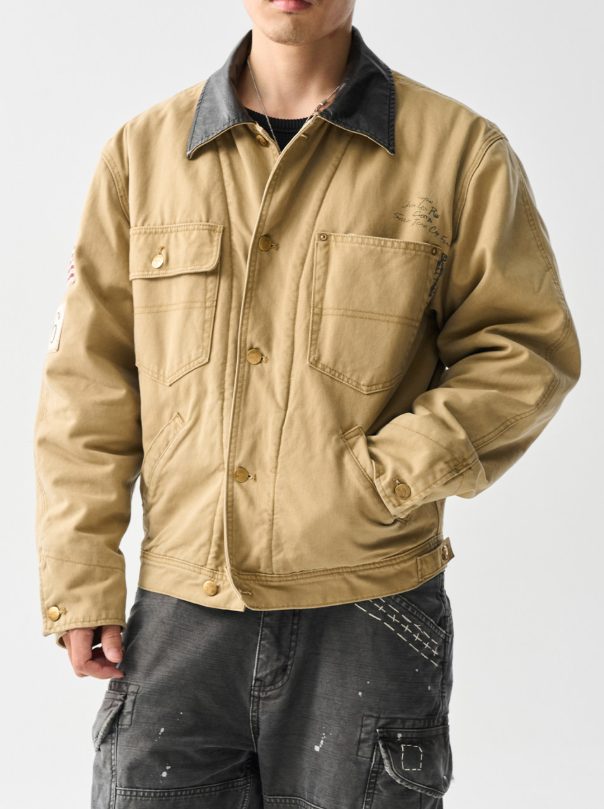 Washed Cotton Workwear Jacket – Sherpa Lined – Coats Jackets | japanese streetwear | vintage workwear | unisex | Yamalinclothes