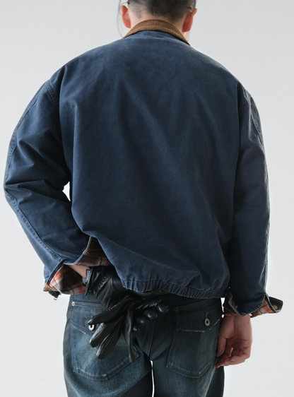 Washed Cotton Jacket – Contrast Corduroy Collar | Yamalinclothes