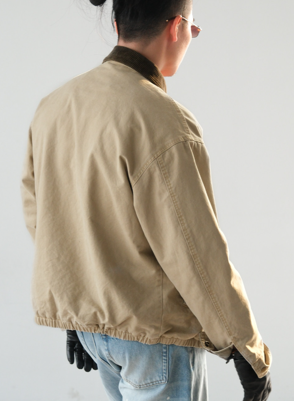 Washed Cotton Jacket – Contrast Corduroy Collar | Yamalinclothes
