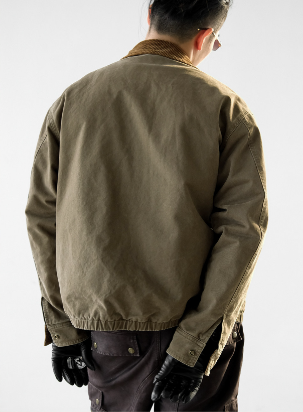 Washed Cotton Jacket – Contrast Corduroy Collar | Yamalinclothes