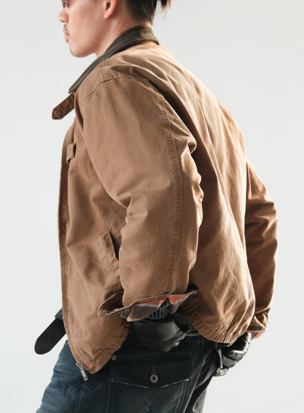 Washed Cotton Jacket – Contrast Corduroy Collar | Yamalinclothes