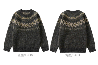 Fair Isle Sweater – Fuzzy Jacquard Crewneck