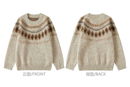 Fair Isle Sweater – Fuzzy Jacquard Crewneck