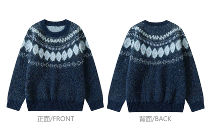 Fair Isle Sweater – Fuzzy Jacquard Crewneck
