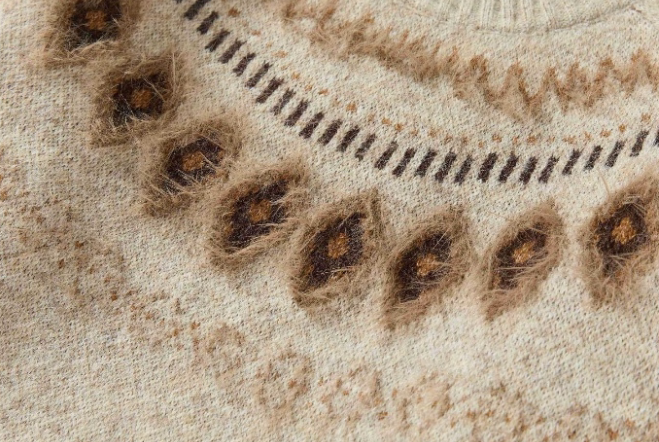 Fair Isle Sweater – Fuzzy Jacquard Crewneck