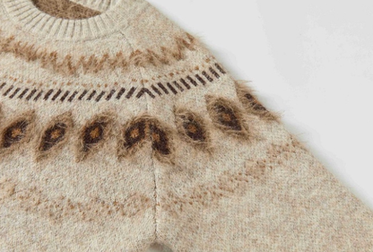 Fair Isle Sweater – Fuzzy Jacquard Crewneck