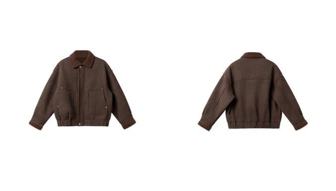 Fleece-Collar Jacket – Riveted Pockets & Boxy Fit