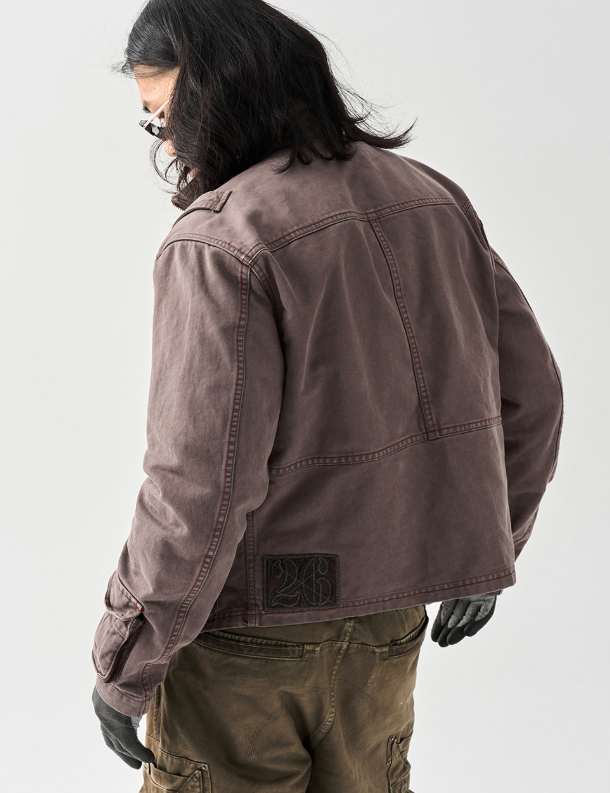 Cotton Utility Jacket – Stand Collar & Layered Pockets | Yamalinclothes