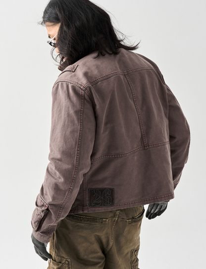 Cotton Utility Jacket – Stand Collar & Layered Pockets | Yamalinclothes