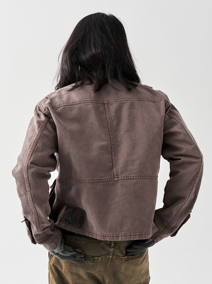 Cotton Utility Jacket – Stand Collar & Layered Pockets | Yamalinclothes