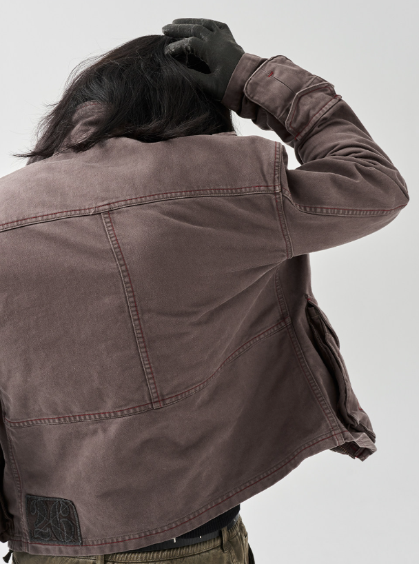 Cotton Utility Jacket – Stand Collar & Layered Pockets | Yamalinclothes