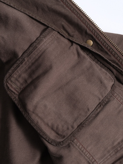 Cotton Utility Jacket – Stand Collar & Layered Pockets | Yamalinclothes