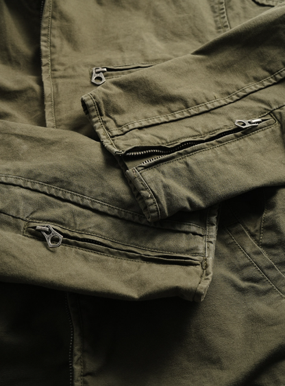 Cotton Jacket – Washed Finish & Zip Chest Pocket