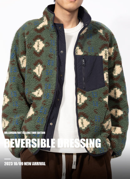 Reversible Fleece Jacket – Geometric Pattern | Yamalinclothes | Vintage workwear outfit