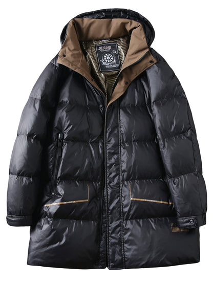 Men's Plus Size Export Overstock Down Jacket - Thickened High-Puff Hooded Mid-Length Cold-Resistant Coat
