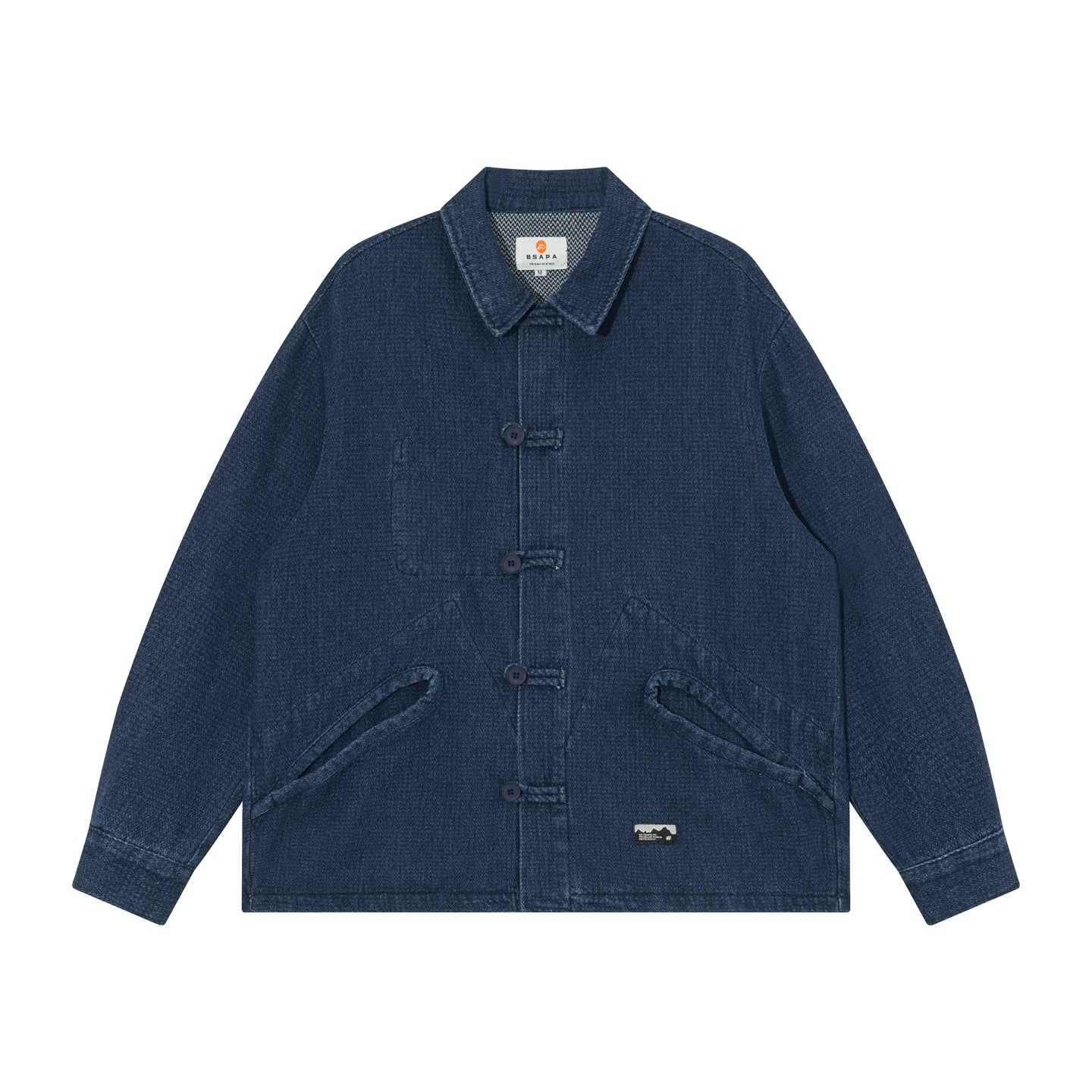 Ethnic-Style Buckle Denim Jacket – Vintage Washed Casual Outerwear with Chinese Folk Detail