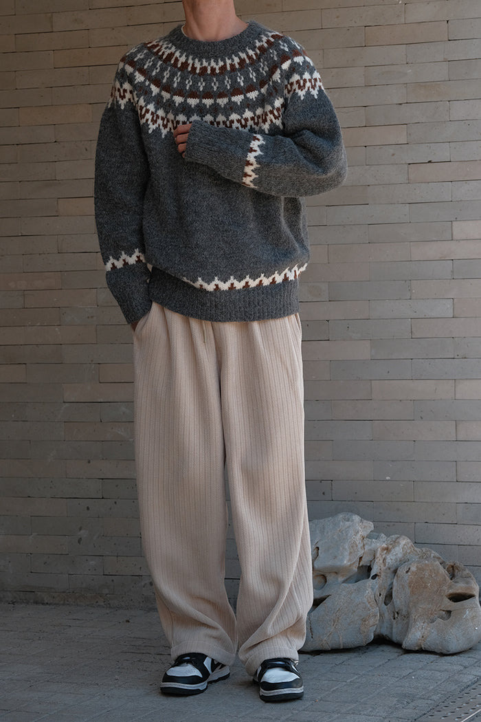 Coke Life CARPEM Winter Fair Isle Sweater - Thickened Coarse Knit Handmade Jacquard Round Neck Top