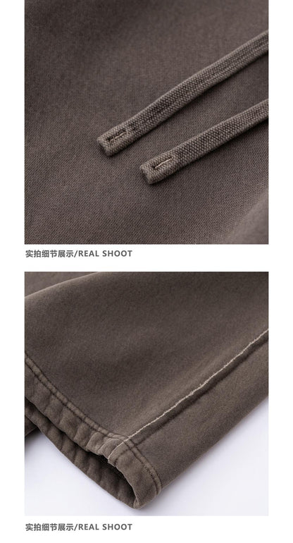 Heavyweight Fleece Washed Straight Sweatpants – Loose Casual American Style