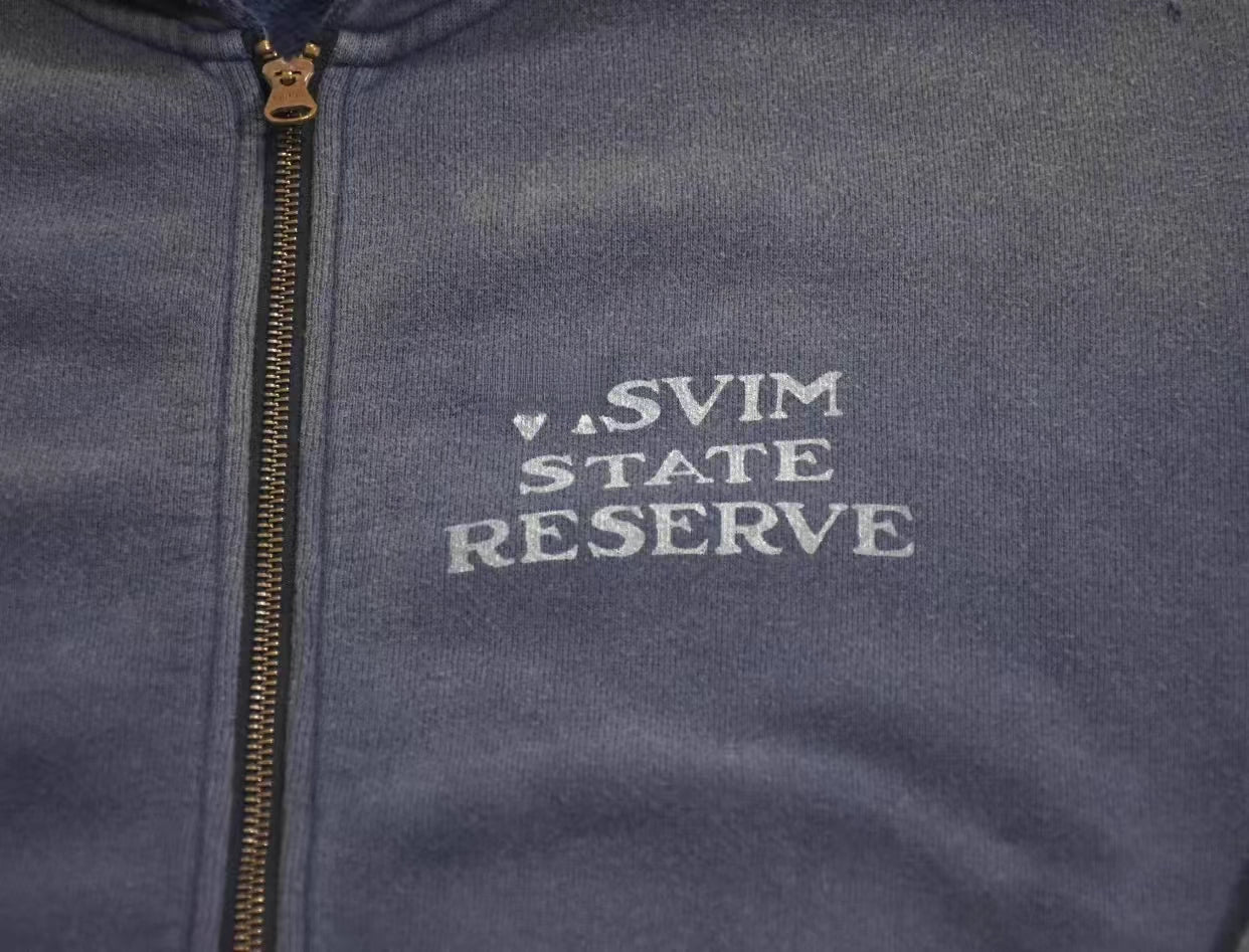 Japanese Trend All-Cotton Washed Vintage Distressed Zipper Hoodie