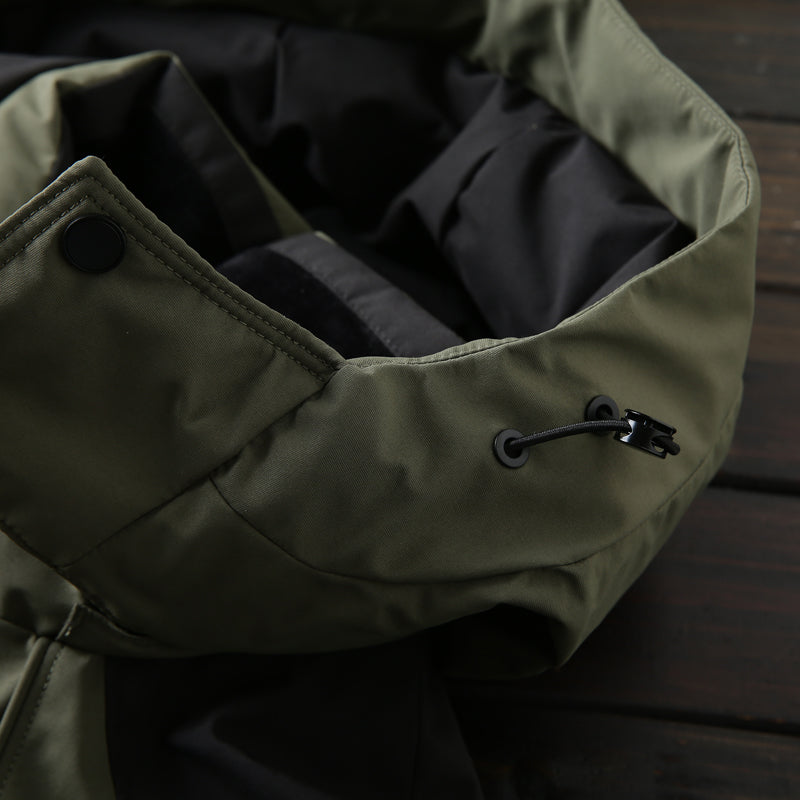 Men's Winter Outdoor 700 Fill Power Down Jacket - Windproof Waterproof Hooded Mid-Length Cold-Resistant Coat