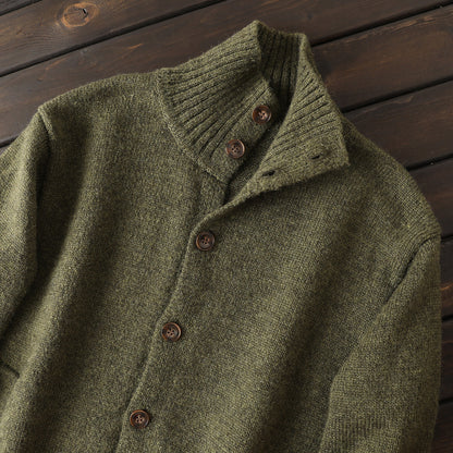 Alpaca Wool Blend Stand-Collar Knit Cardigan – Thickened Oversized Unisex