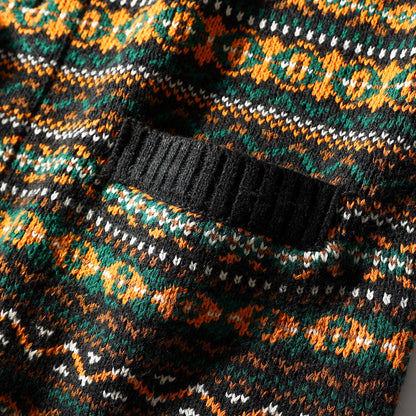 Nordic Fair Isle Knit Cardigan – Wool Blend Jacquard Men – Japanese vintage | yamalin clothes | Yamalinclothes
