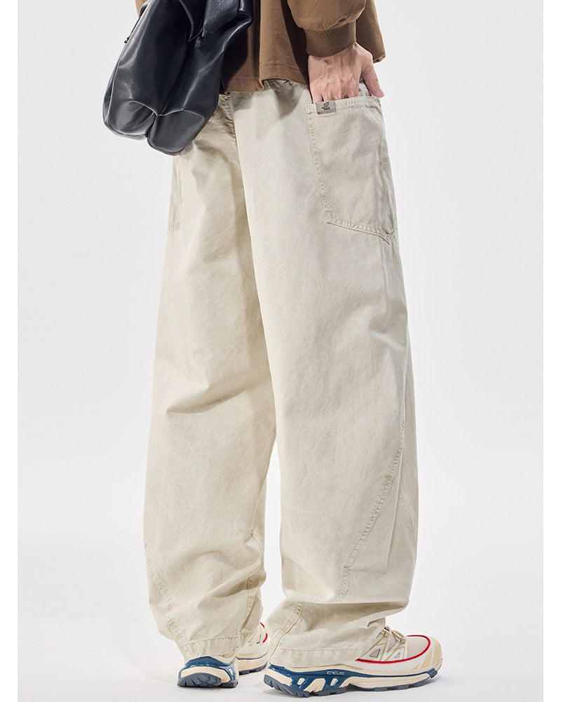 Washed Vintage Loose Tapered Pants – Men's Heavyweight Casual Trousers