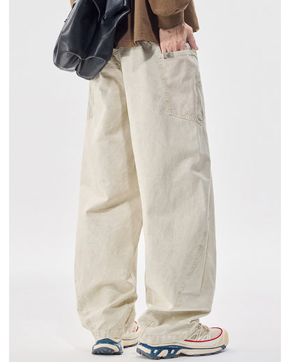 Washed Vintage Loose Tapered Pants – Men's Heavyweight Casual Trousers
