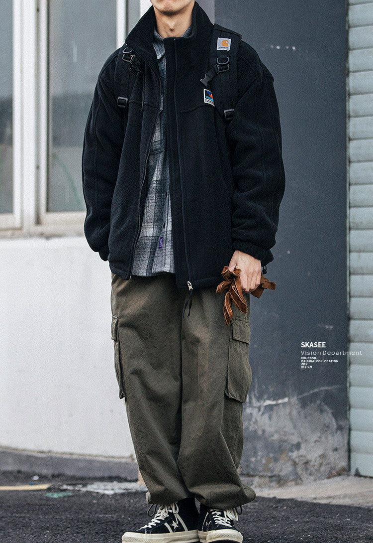Fleece Padded Stand-Collar Zip Cardigan – Outdoor Oversized Unisex