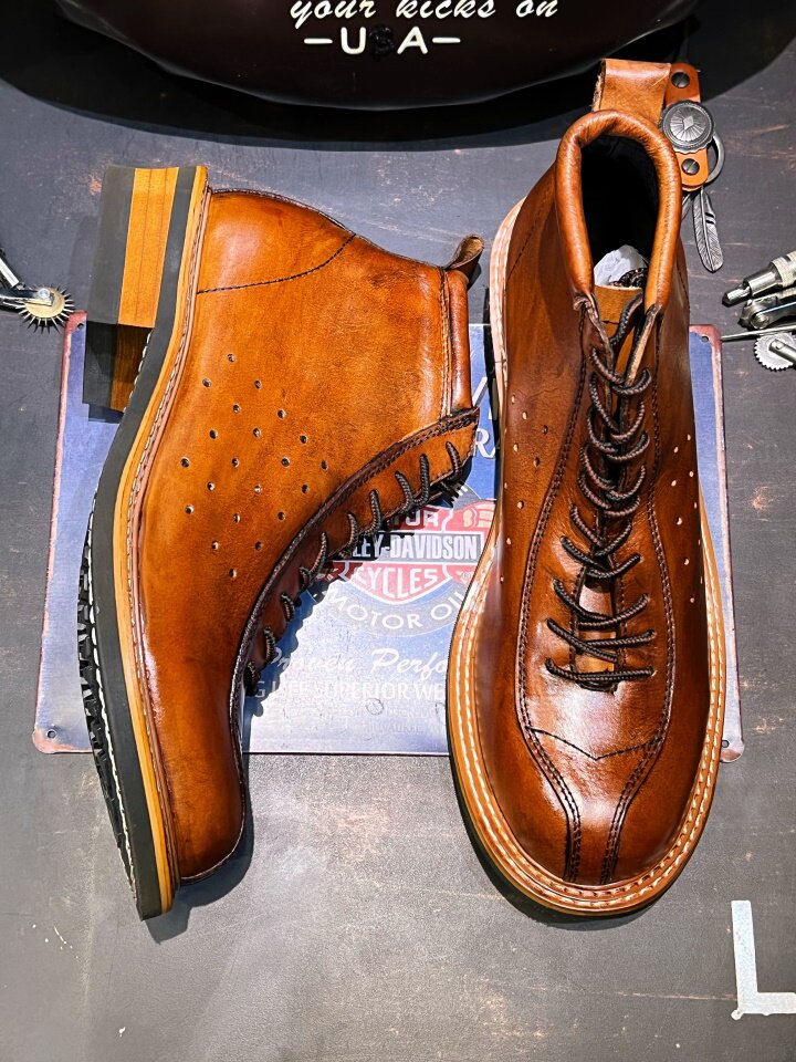 Vintage Cowhide Workwear Ankle Boots – Men's Motorcycle Riding Boots