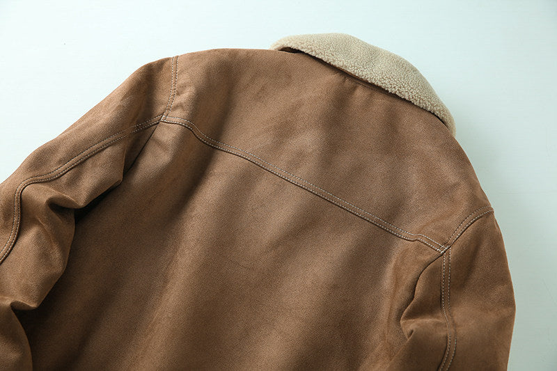 Suede Fleece Workwear Jacket – American Retro Thick Warm Unisex – Japanese vintage | fall outfits 2026 | fall winter outfits | classy winter outfits | lazy comfy outfits | japanese streetwear | vintage workwear | yamalin clothes | Yamalinclothes