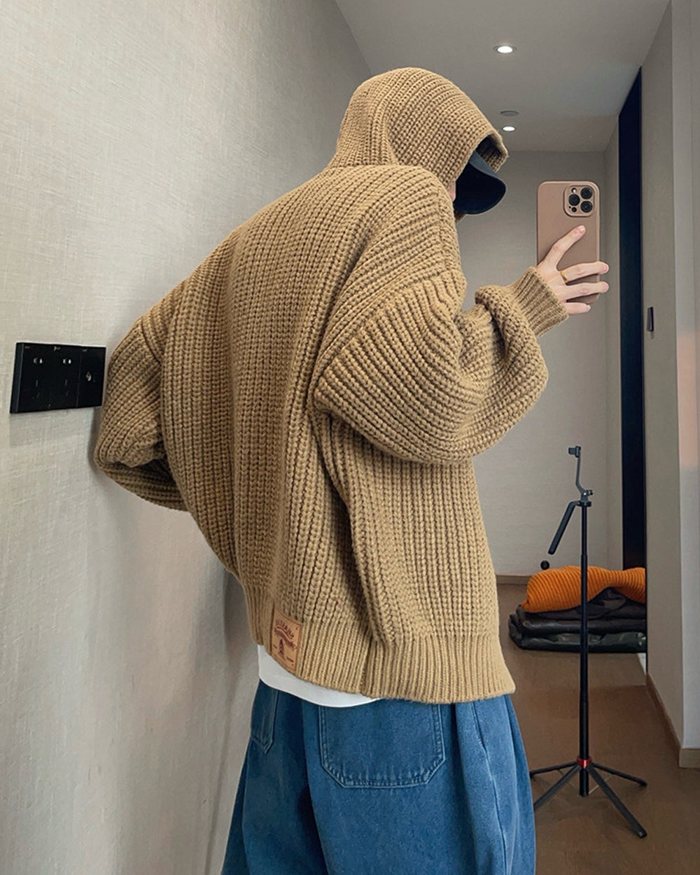 1.5KG Heavyweight Hooded Chunky Knit Button Sweater Coat – Oversized Vintage Winter – Japanese vintage | yamalin clothes | Yamalinclothes