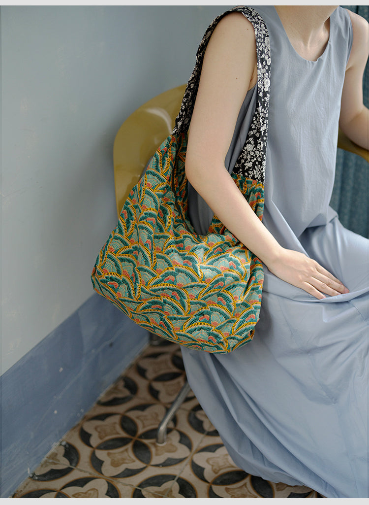 Original Spring Summer New Print Large Capacity Retro Shoulder Bag Fashion Crossbody Lightweight Tote Bag