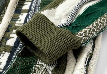 Medria Unisex Retro Bitter Melon Stripe Sweater - Loose Lazy Casual Knitwear