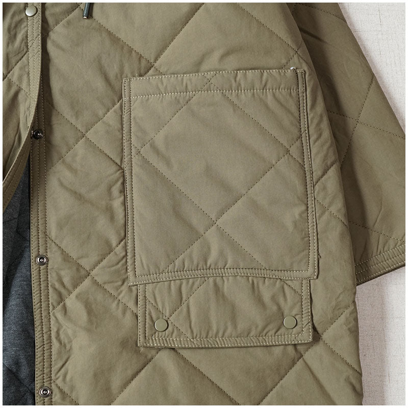 Warm Mid-Length Hooded Quilted Cotton Jacket – Loose, Retro Japanese Outerwear for Women
