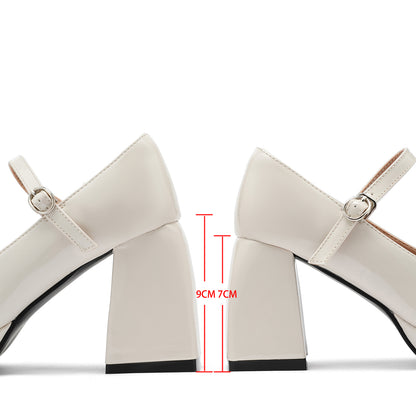 Women's French Style Mary Jane Wedding Shoes - Waterproof Platform Chunky Heel Elegant Bridesmaid Shoes