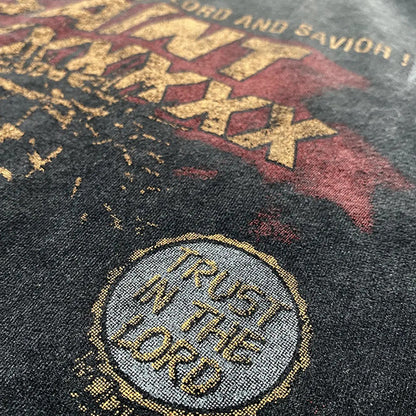 90s Saint -Saints American Heavy Metal Band Vintage Distressed Loose Heavyweight Short Sleeve T-Shirt