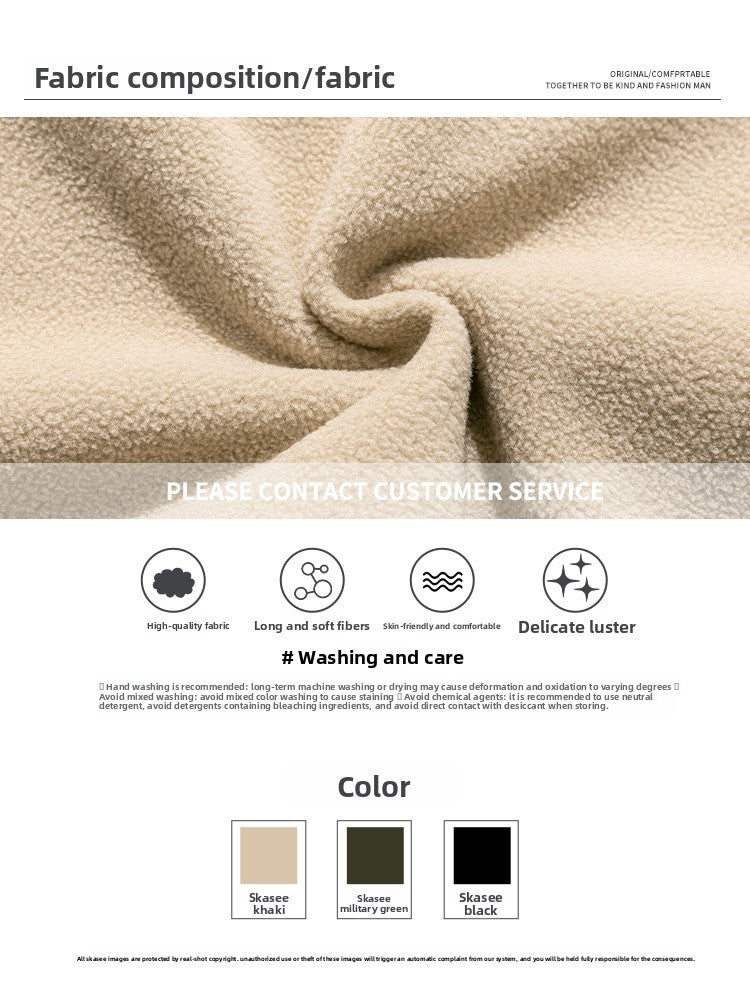 25 Winter Fleece Cardigan Cotton Jacket Men's Trendy Loose Couple Sweatshirt Men's BF Style Stand Collar Casual Top Coat