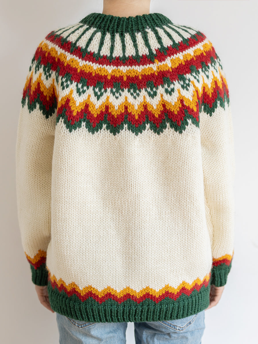 Handmade Icelandic Sweater Women Pullover Basic Unisex Loose Nordic Retro Wide Knit College Style Travel Photography Niche