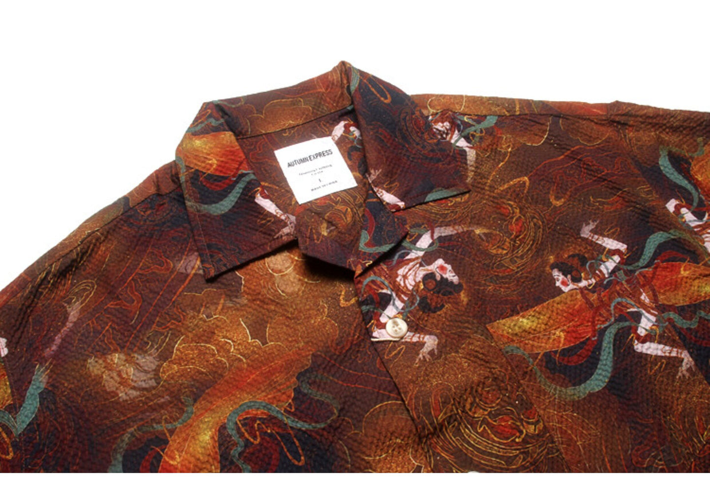 Seersucker Cuban Collar Printed Shirt – Men's Vintage Beach Short Sleeve