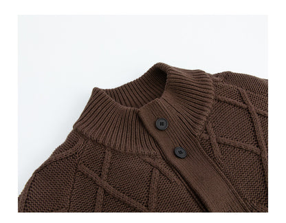 Diamond Jacquard Knit Down Jacket – Men's Oversized Sweater Puffer Coat
