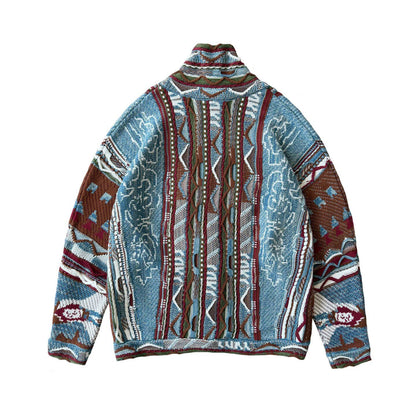 Cotton Jacquard Cardigan – Textured Open Front | Yamalin clothes | Vintage workwear outfit for men