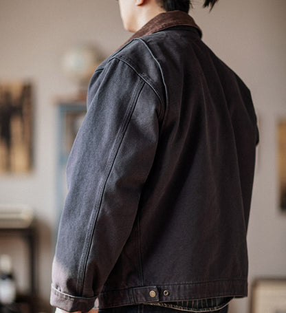 Indigo Heavy Wash Canvas Detroit Cargo Jacket – American Vintage Distressed Unisex – Coats Jackets | japanese streetwear | vintage workwear | unisex | Yamalinclothes