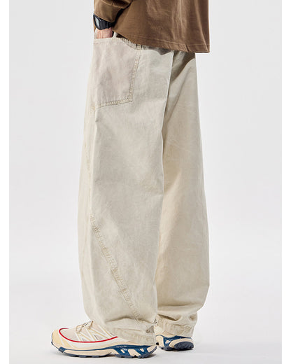 Washed Vintage Loose Tapered Pants – Men's Heavyweight Casual Trousers