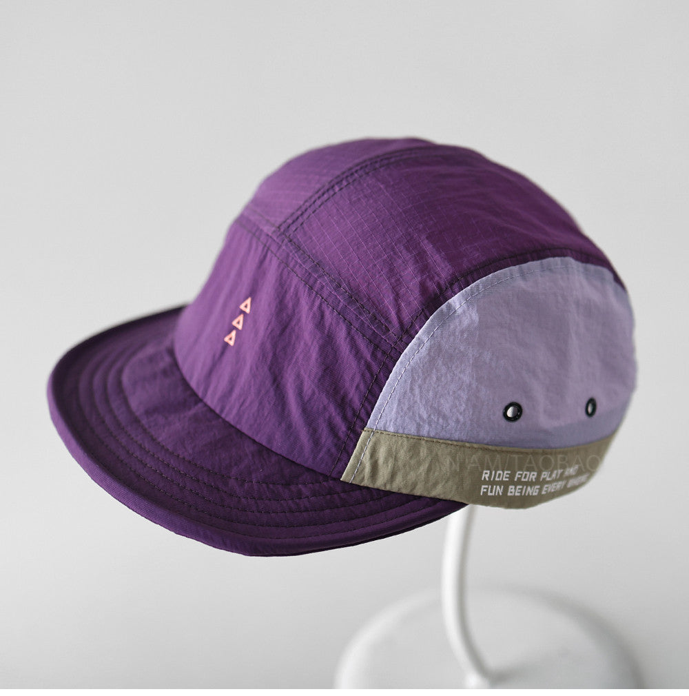 Quick-Dry Color-Block Short Brim Cap – Letter Print Sporty Unisex – cap | japanese streetwear | vintage workwear | unisex | Yamalinclothes