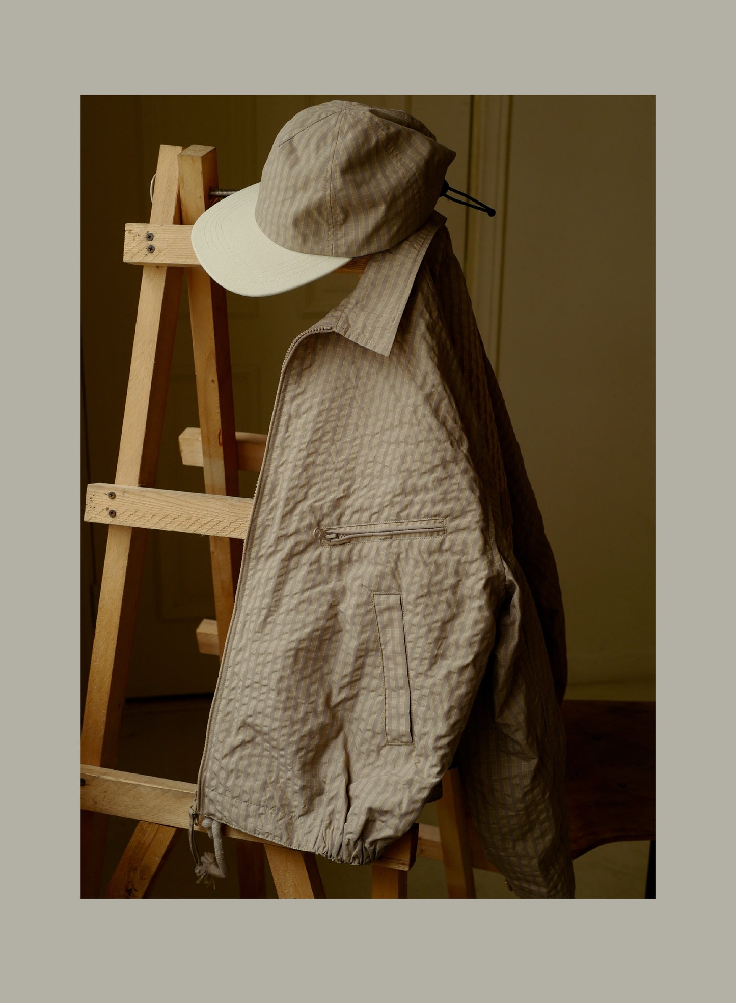 FW24 Vintage Harrington Jacquard Jacket - Yamalin Plaid Texture Memory Fabric Lapel Jacket